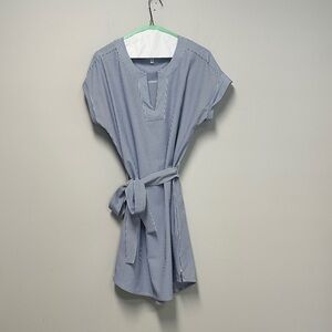 Striped Blue Tie-Waist Dress